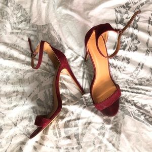 CHARLOTTE RUSSE Burgundy Ankle Strap Suede Heels